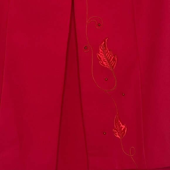 Studio I Vintage Women's 14W Jacket Dress Red / Red Embroidered, Beads - Picture 6 of 14